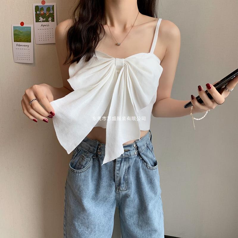 Summer short sexy base tank top with bow sleevless