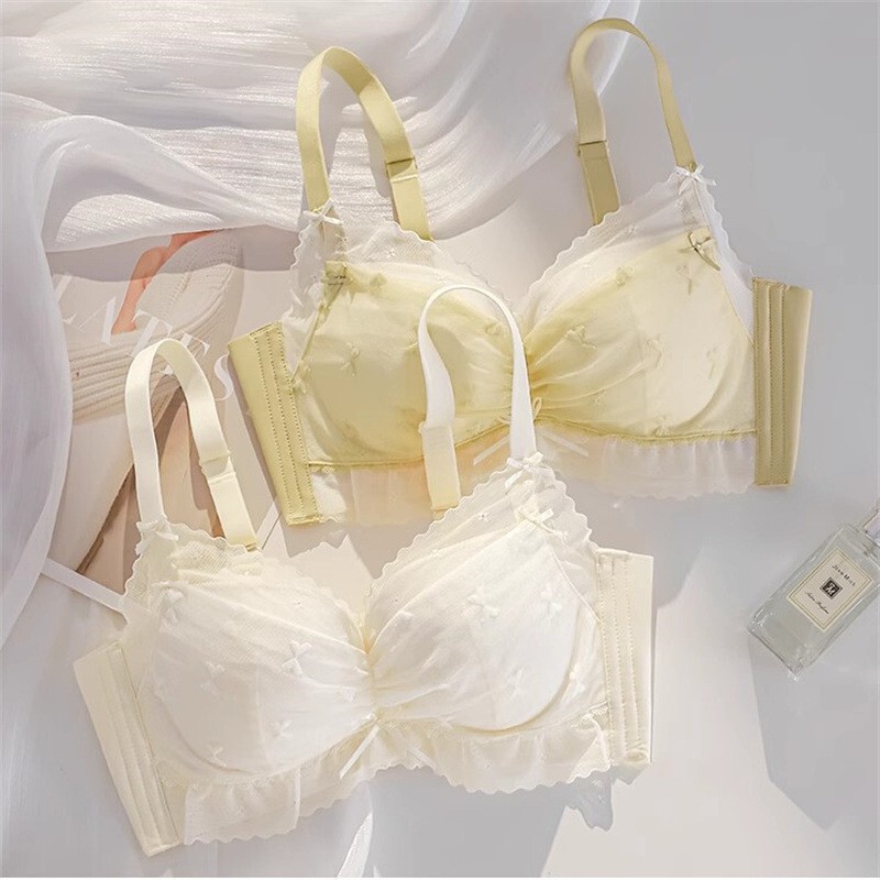 Summer Thin Small Chest Push-up Underwear Lace Chest-showing Large Anti-sagging Parm Adjustable Non-rims Bra