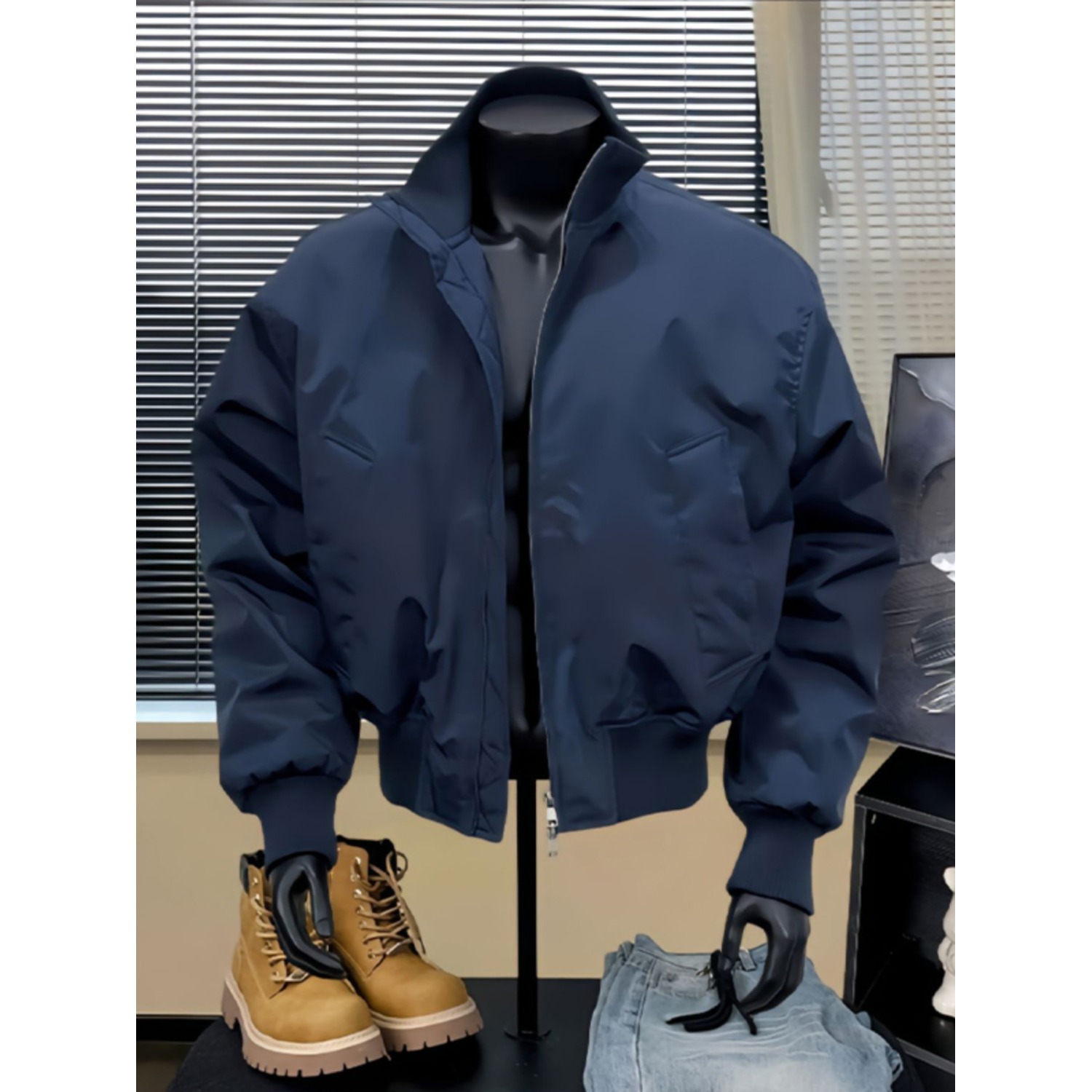 Stand Up Baseball Jacket, Cotton Jacket, Versatile Bread Jacket, Silhouette Pilot Jacket_voghion.com