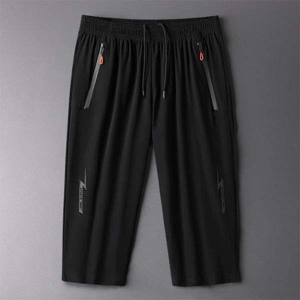 Shorts men's summer breathable ice silk cropped pants plus size quick-drying pants running fitness sports pants straight beach pants