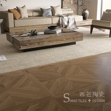 全瓷法式复古凡尔赛木纹砖800x800客厅地砖中古风拼花仿实木瓷砖