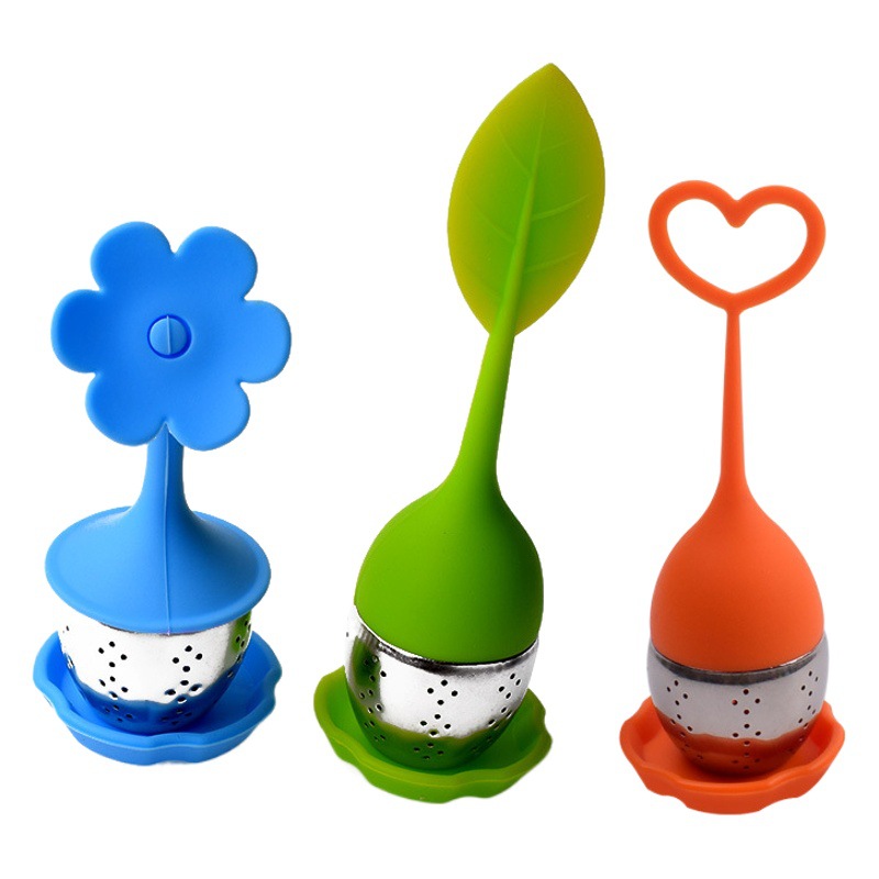 Flor de la hoja del árbol Filtro de té de silicona colador de té creativo Bola de té colador de té en forma de corazón fabricante de té de silicona resistente a altas temperaturas