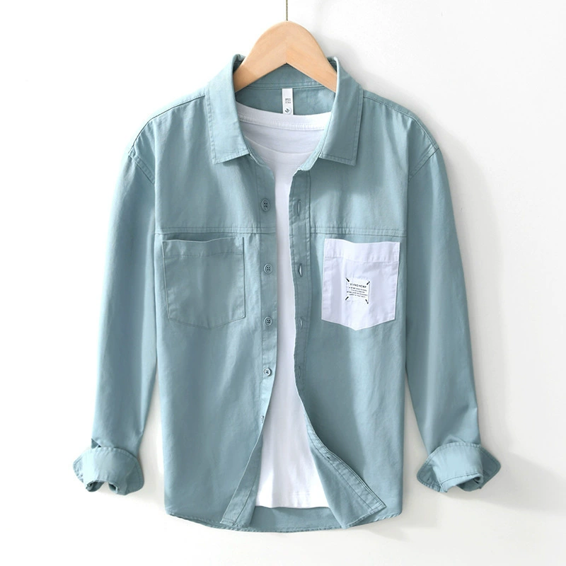 9027 Японская свежая литературная цветная рубашка молодежная повседневная хлопковая рубашка с длинными рукавами