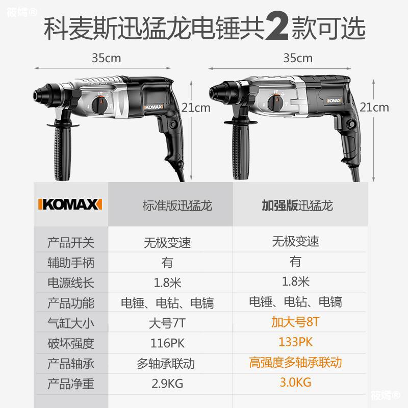 科麥斯輕型電錘多功能三用電鎬電鑽大功率家用工業級混凝土沖擊鑽