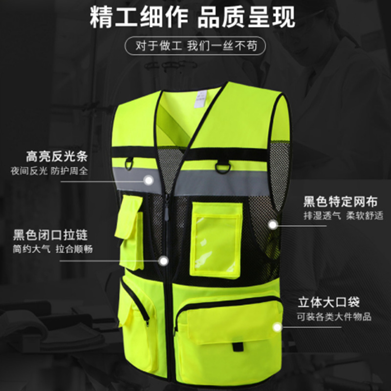 Chaleco reflectante fluorescente para ciclismo o construcción, seguridad vial, transpirable y visible, venta al por mayor
