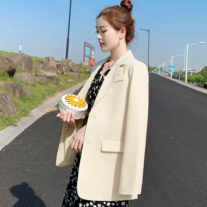 Весенне-осенний блейзер для женщин 2025: новая модная универсальная куртка средней длины в корейском стиле для миниатюрных женщин