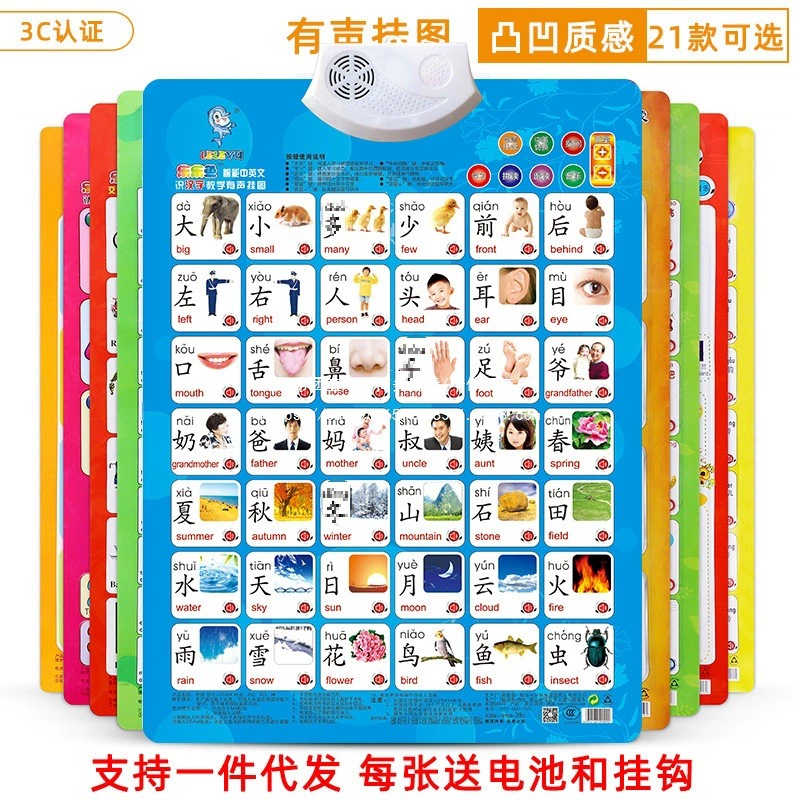 Аудио настенная таблица алфавита Lele Fish Pinyin с выпуклостью для раннего образования, грамотность, чтение инициалов и окончаний, производитель, дропшиппинг.
