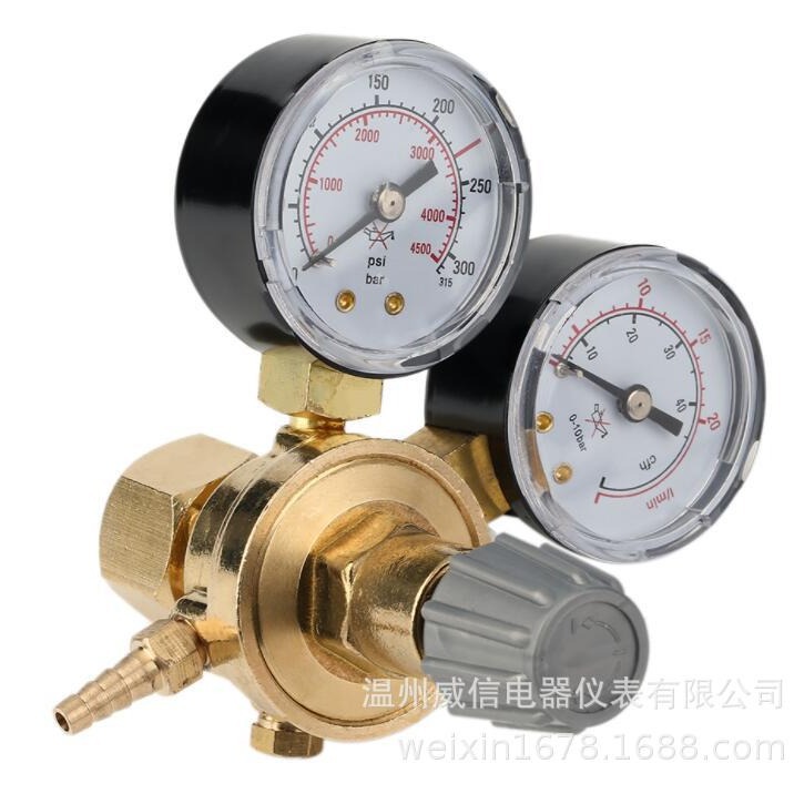 出口型迷你氩气表W21.8接口全铜材质减压器气表厂家直销压力表