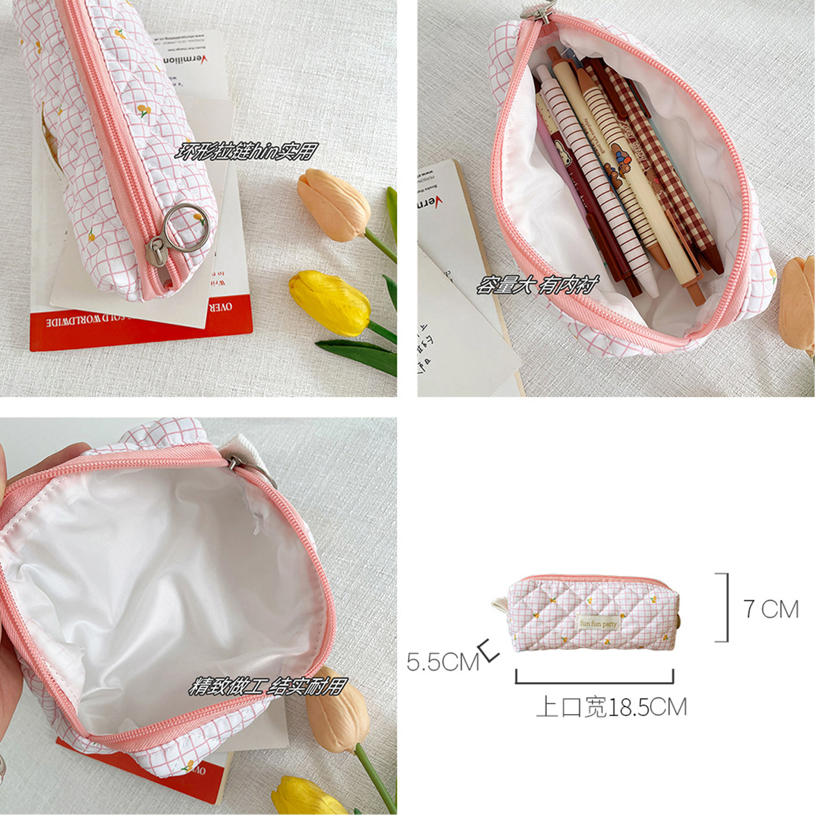 Estilo Coreano fresco de gran capacidad de la caja de lápiz del estudiante femenino caja de lápiz lindo suave bolsa de papelería bolso ocasional bolsa de almacenamiento