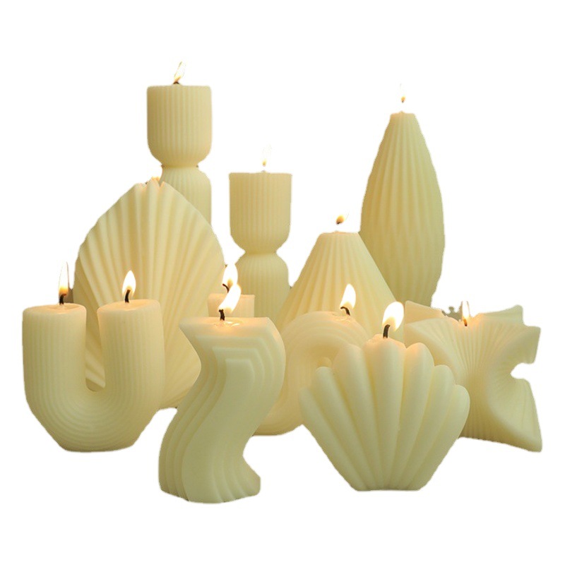 40 velas de aromaterapia de arte de estilo nórdico, modelos calientes, líneas hechas a mano, velas creativas geométricas blancas