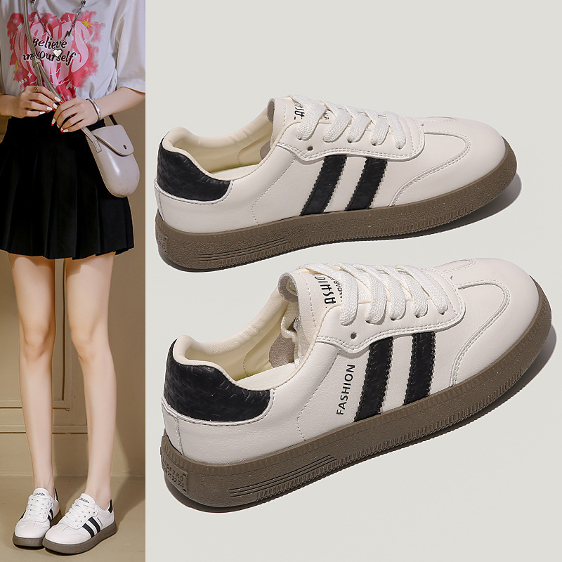 Dexun White Shoes For Women Versatile Spring And Autumn Flat Thick Sole 2025 Summer New Trendy Hot-Selling Casual Sports_voghion.com