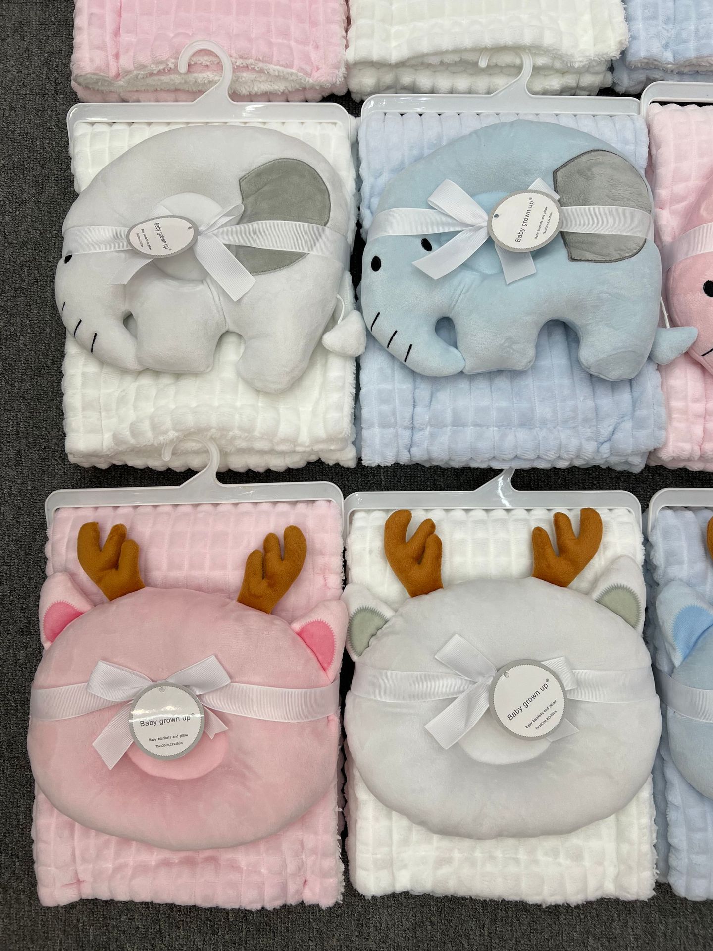 Baby Cashmere Blanket U-Shaped Pillow 2 Set de dos piezas suave y gruesa estilo Elephant Crown colcha de bebé