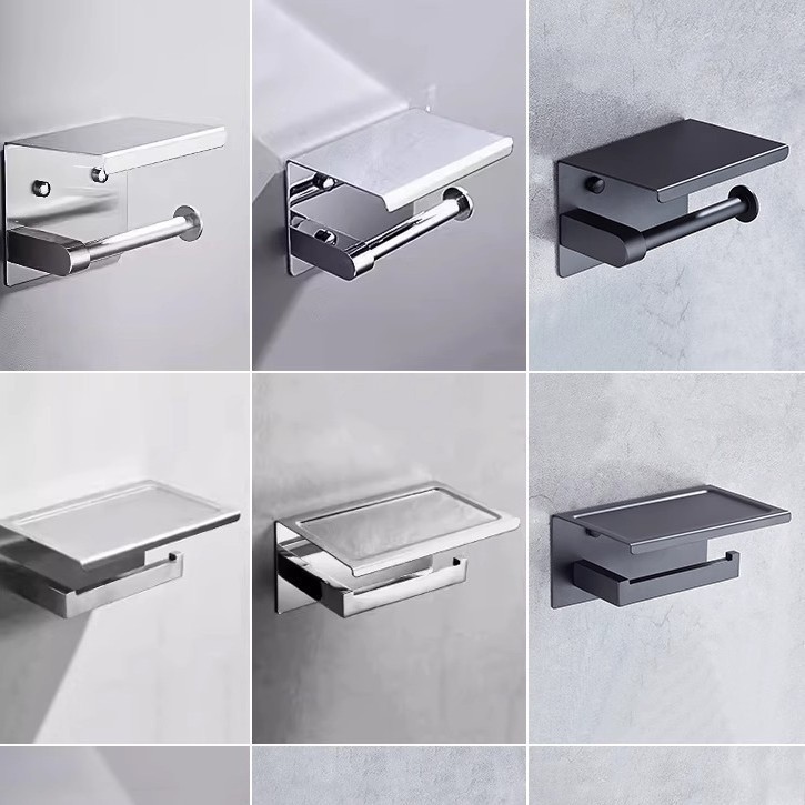 304 stainless steel mirror paper towel holder bathroom roll paper storage rack no punching wall hanging toilet paper holder roll paper 4