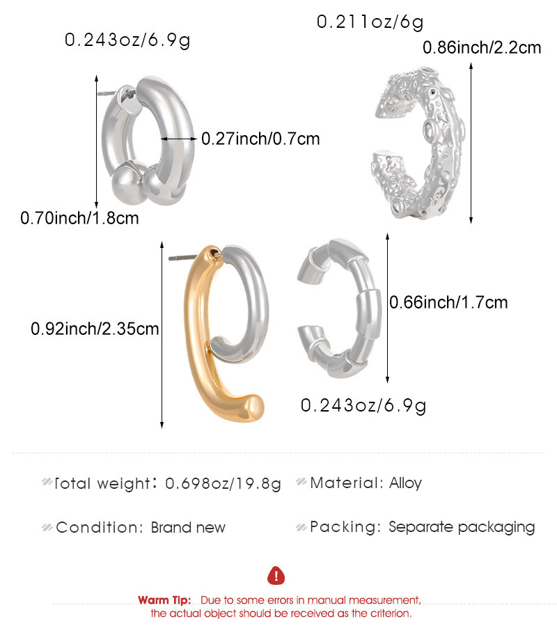 9g Weight 304 Stainless Steel Ear Needle Material Ear Studs Classification 1 Set Quantity Daily, Party Occasion Copper Material Geometric Pattern All Seasons Season Unisex Gender Casual, Modern Style Style 1 Set Casual Modern Style Geometric Copper Ear Studs 5