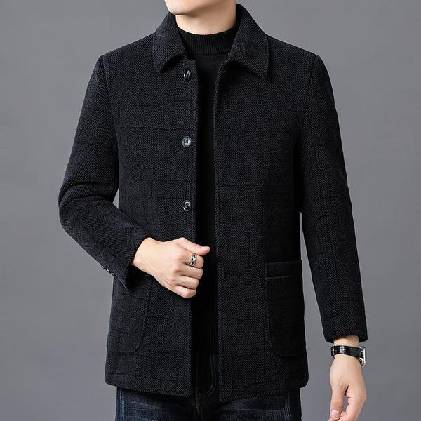 Abrigo de Cachemira de doble cara de alta gama abrigo de invierno de los hombres de mediana edad y ancianos abrigo casual abrigo de lana de los hombres