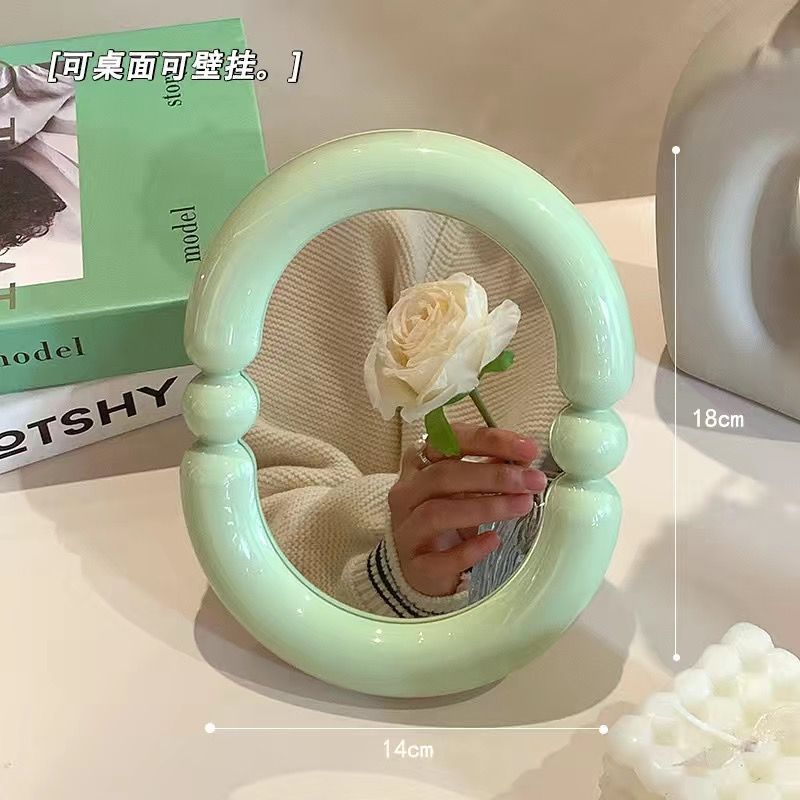 Espejo de belleza de color caramelo de escritorio dormitorio mirillo plegable dormitorio de estudiantes espejo de maquillaje de alta definición