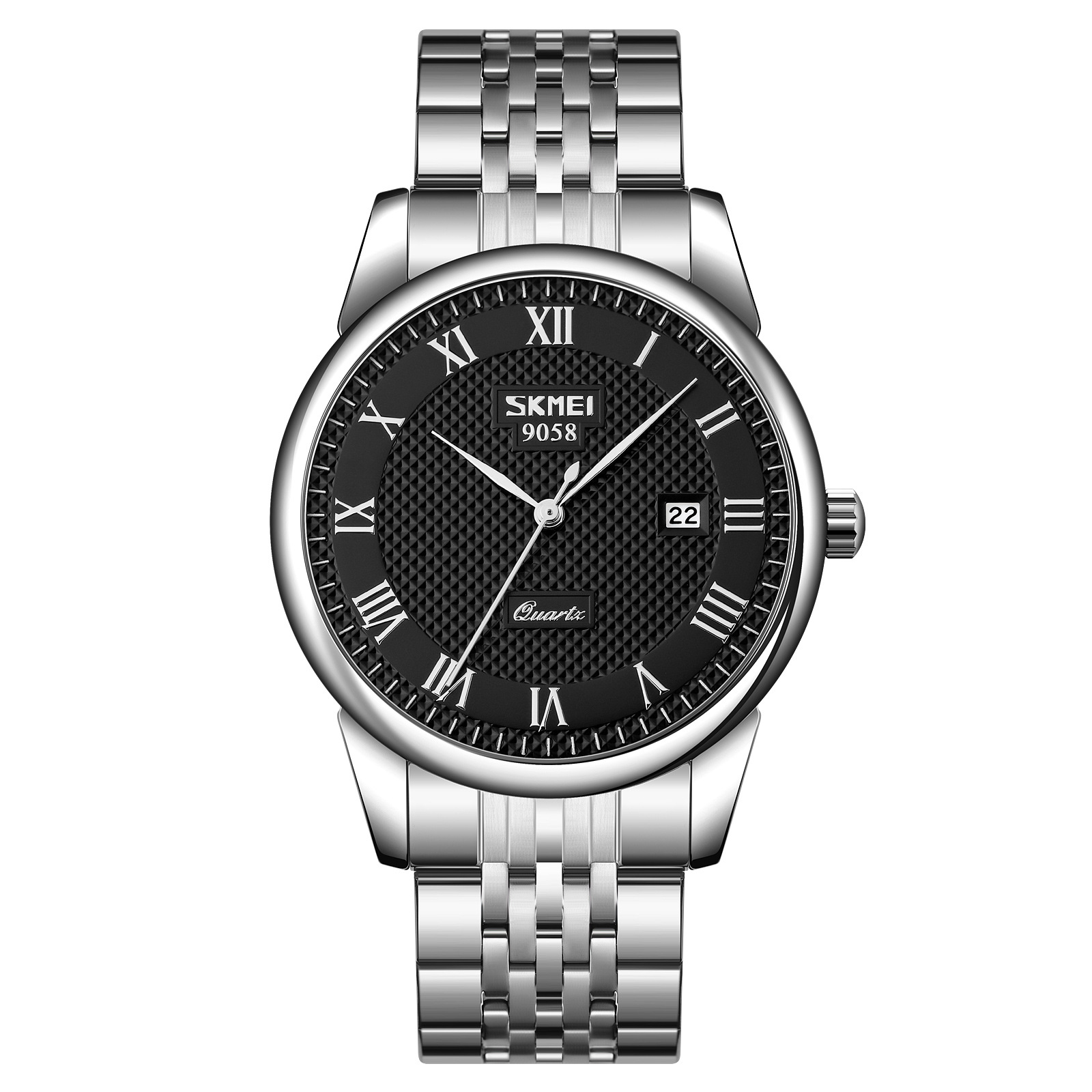 Momentos de negocios de pareja de reloj de escala romana calendario de acero impermeable reloj de cuarzo para hombres y mujeres al por mayor en stock transfronterizo