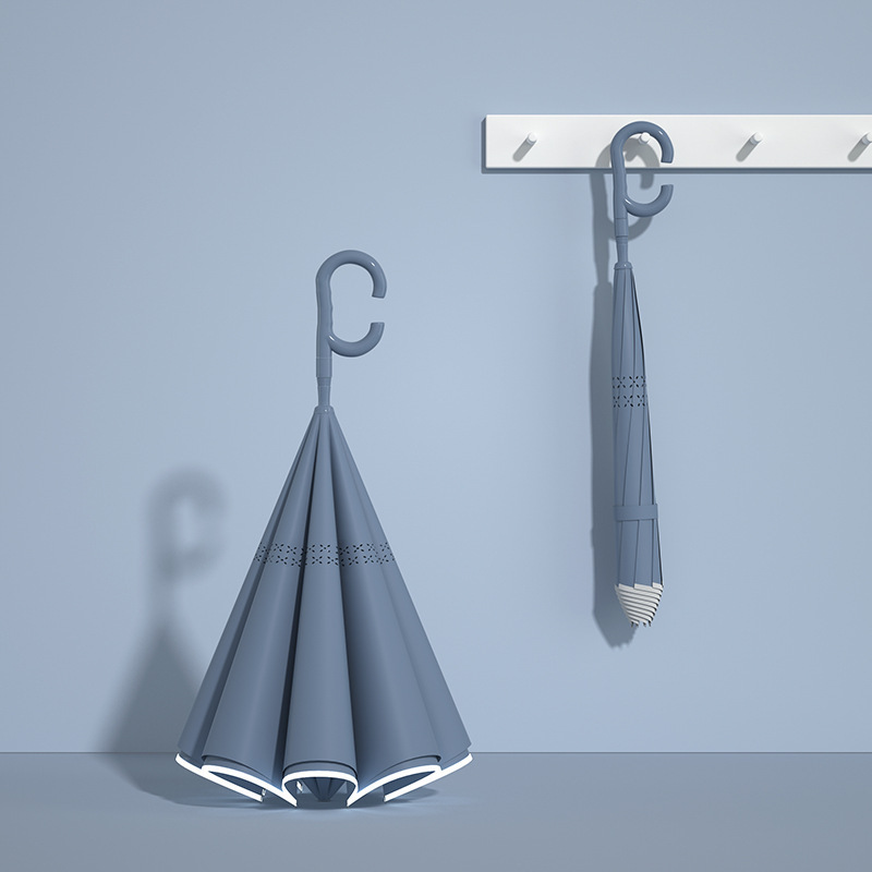 더블 레이어 자동차 역방향 우산 자동 - 헤이즈 블루