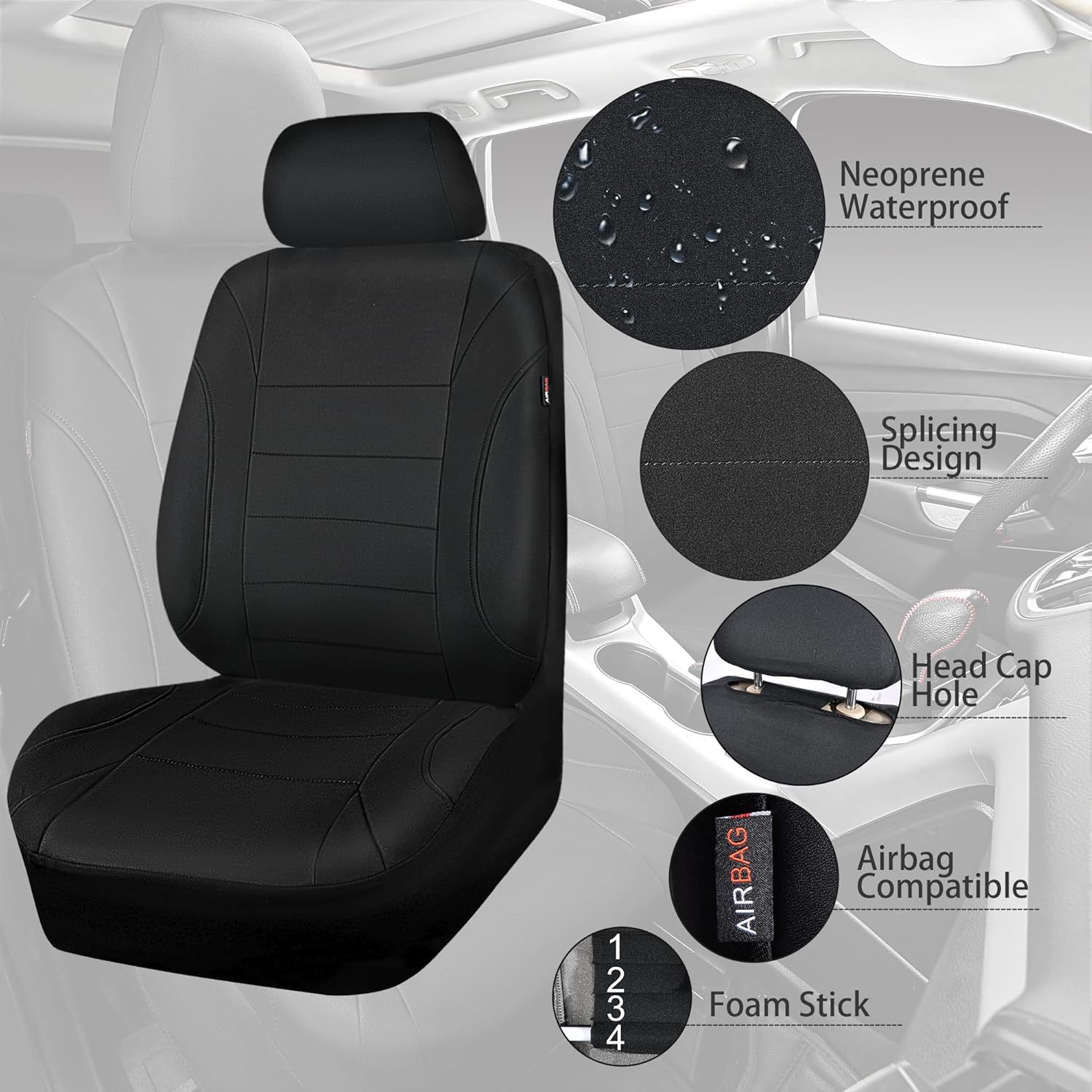Pu Single-Line Crescent Leather Style Universal Car Seat Cushion Cover Amazon Temu Car Seat Cover