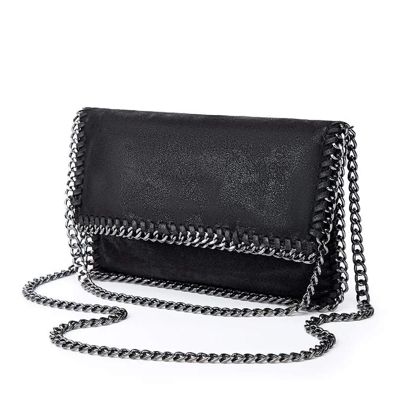 One-Shoulder Chain Bag, Small Crossbody with Metal Chain Strap, High-end Black, 32×3×19 cm
