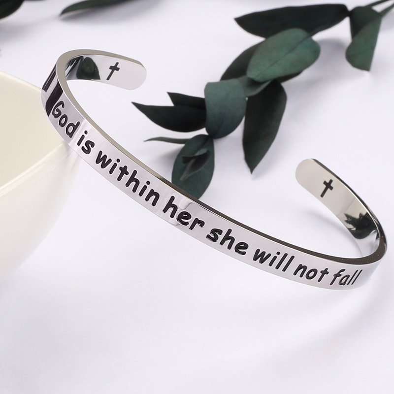 Fashion Letter Titanium Steel Polishing Bangle