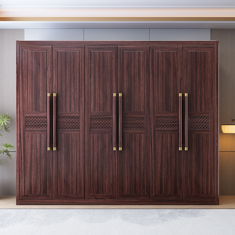 Nuevo armario de madera de ébano de estilo chino, moderno y simple, hogar, apartamento grande y pequeño, armario del dormitorio principal de almacenamiento y almacenamiento