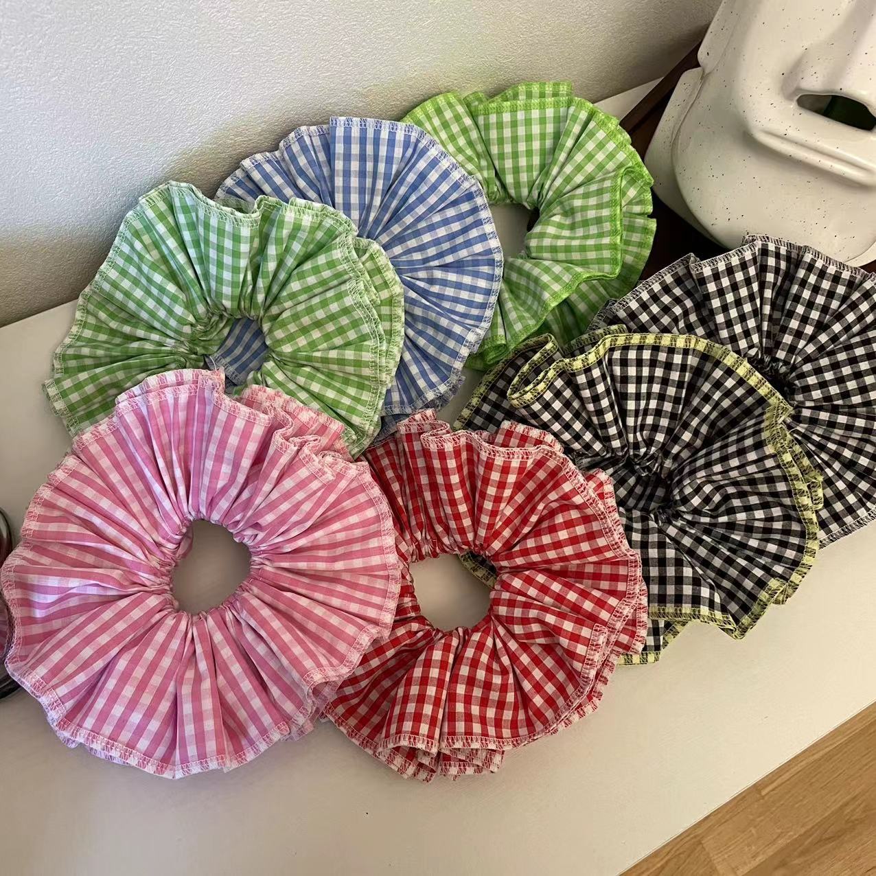50g Weight Hair Tie Hair Accessories Type 1 Piece Quantity Daily Occasion Color Block Pattern Women'S Gender Handmade Design Preppy Style Style Preppy Style Color Block Cloth Handmade Hair Tie