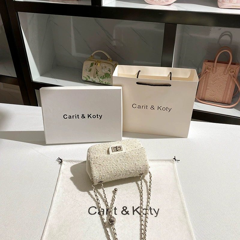 Ст fashionable летняя связанная сумка, стиль Chanel, сумка на цепочке