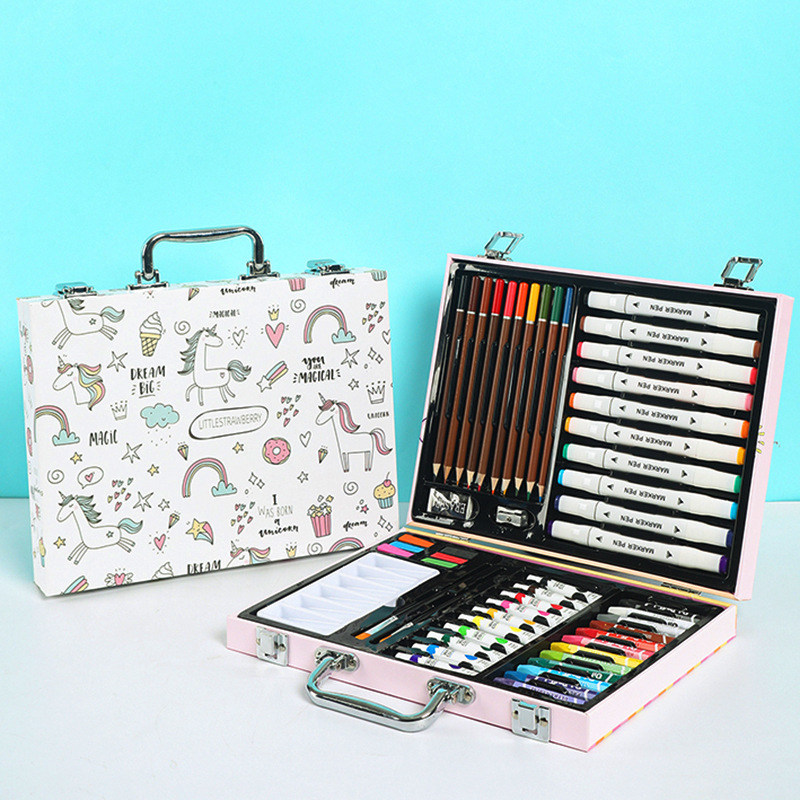 53 pinceles fábrica de pintura al por mayor estudiantes acuarela marcador de plomo de color caja de regalo portátil para niños graffiti