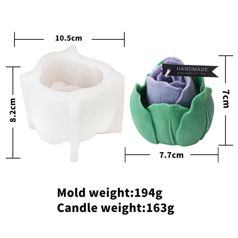 Nueva silicona tulipán cabeza vela molde hecho a mano DIY aromaterapia resina de yeso modelo accesorios fabricante en stock image 7