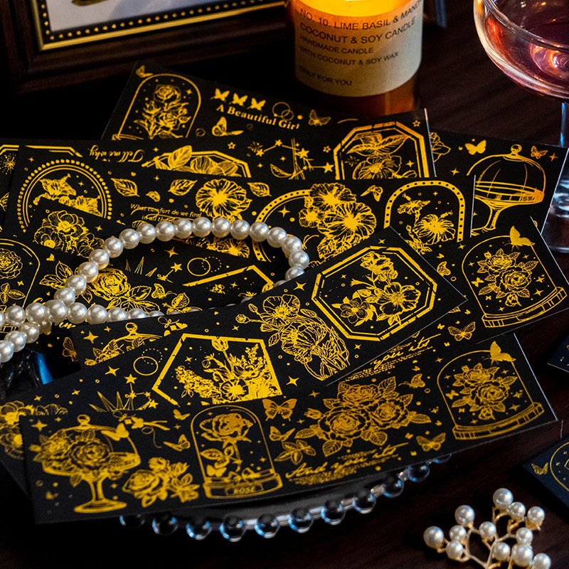 Beautiful day stickers Meteor Garden series Black card bronzing plant hand account decoration material paste 6