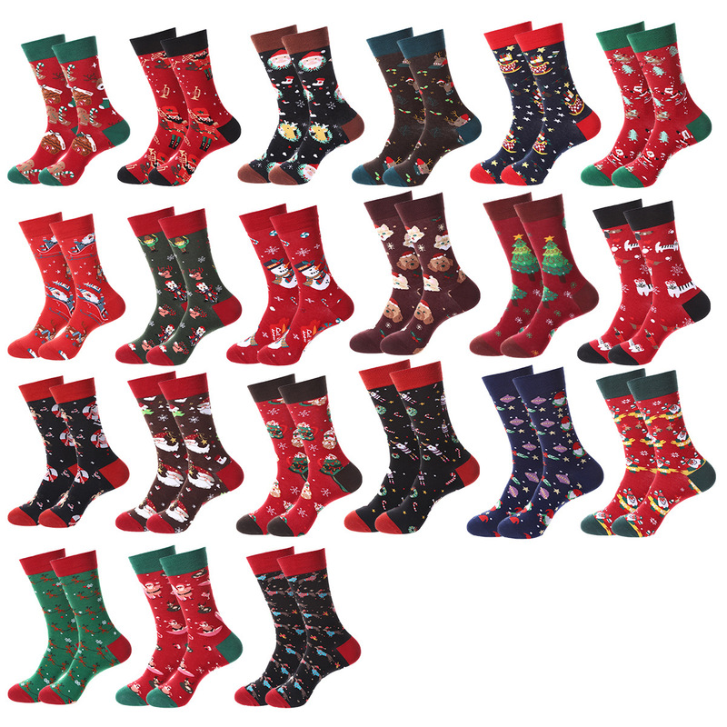 Haichin Autumn and Winter Christmas Socks Cross-Border Cartoon Holiday Santa Claus Snowman Unisex Mid-Calf Cotton Socks Haichin Autumn and Winter Christmas Socks Cross-Border Cartoon Holiday Santa Claus Snowman Unisex Mid-Calf Cotton Socks