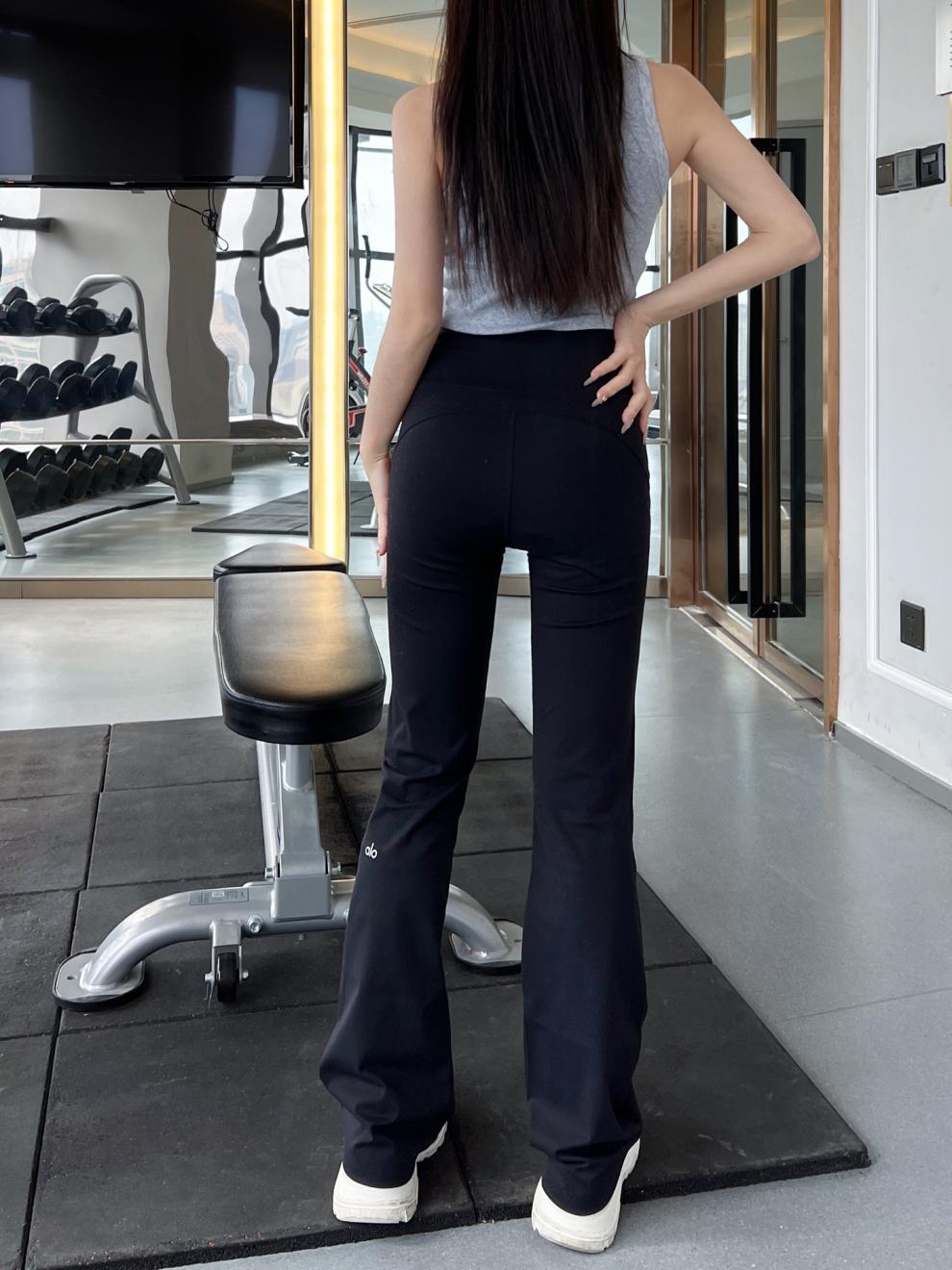 Alo ヨガ マイクロフレア パンツ レディース ハイウエスト スリム ブラック グレー ピンク 速乾性 スリム アウター ヒップ リフティング ヨガ パンツ