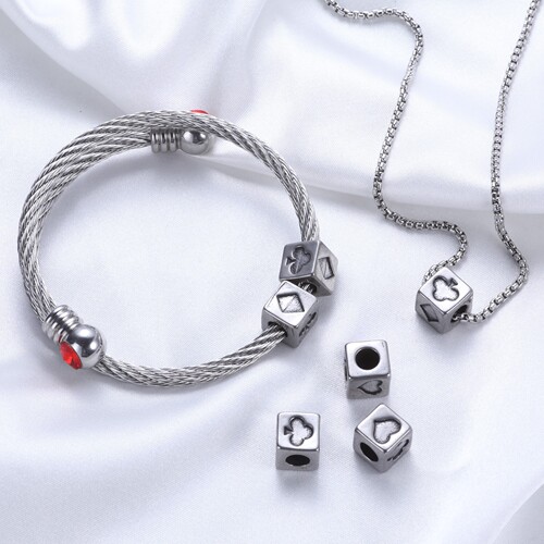 Beading Location Bead String DIY Decorative Poker Red Heart Sunflower Cigarette Square Small Square Handmade Bead Bracelet Hole Bead Accessory