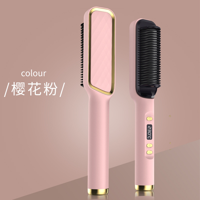 国境を越えた新型液晶表示ストレートヘア櫛は髪を傷つけない怠け者ストレートヘア巻き毛両用クランプマイナスイオン巻き髪棒|undefined