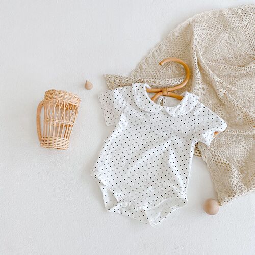 INS  new summer products for infants and young children, baby girls, polka dot baby doll collar, one-piece bodysuit, rompers