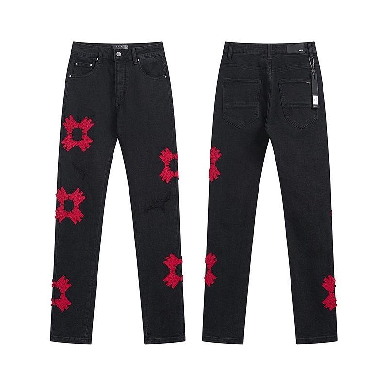 Ksubi トレンディなパープル新 AM スプラッシュインクプリントハイストリートレトロリッピングカジュアルメンズとレディーススリムジーンズ|undefined