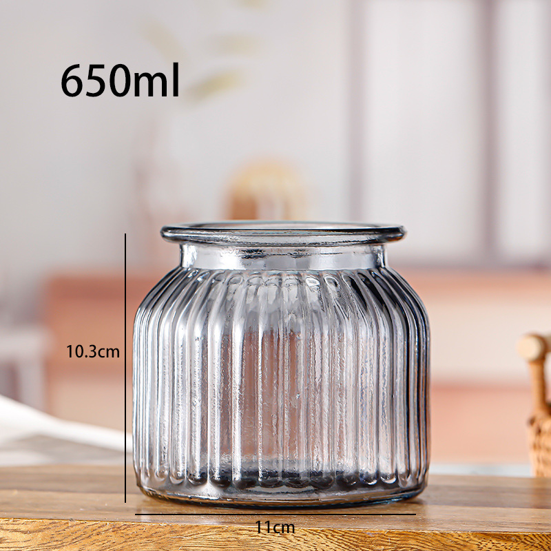 Fábrica al por mayor cosecha Festival gran boca calabaza decorativa botella de vidrio botella de almacenamiento jarra color florero corcho cubierta almacenamiento de calcio de sodio