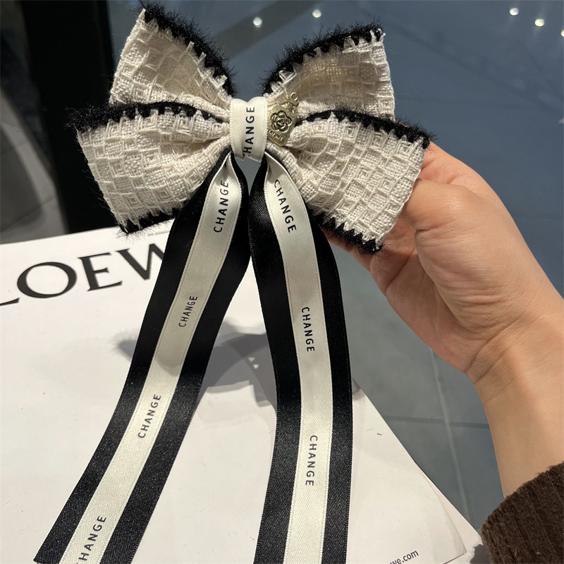 韓國髮飾蝴蝶結髮夾甜美質感綢緞垂感後腦勺彈簧夾女優雅氣質頂夾