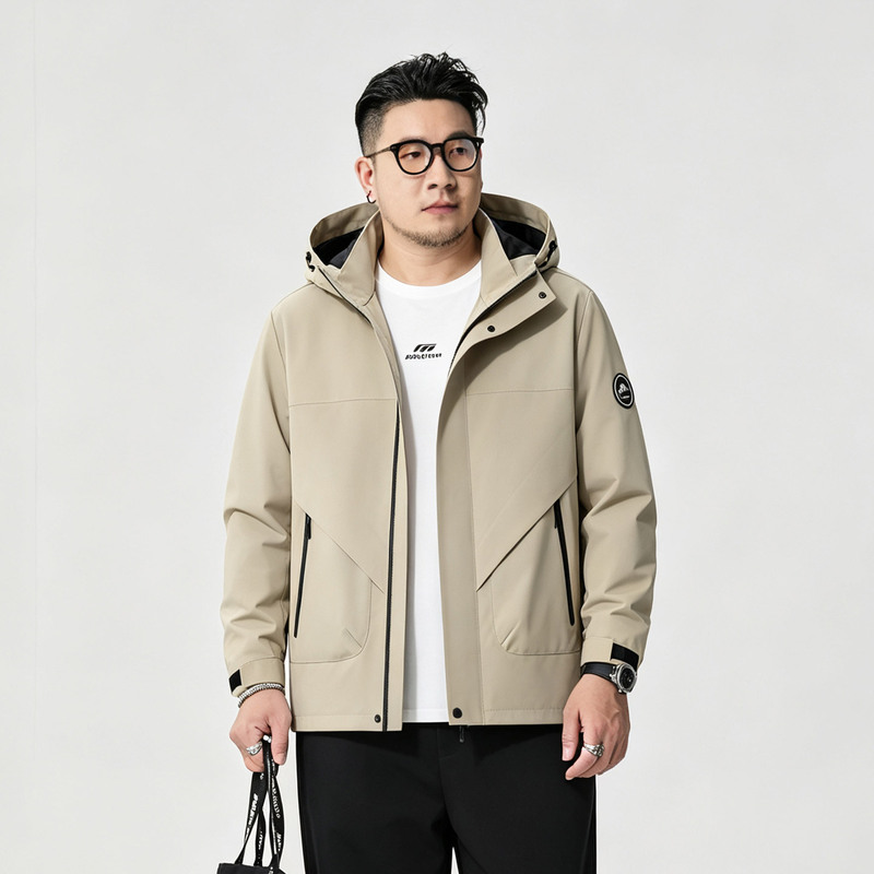 Plus-size casual trendy hooded windbreaker for autumn outdoor use, windproof and waterproof, oversized jacket Plus-size casual trendy hooded windbreaker for autumn outdoor use, windproof and waterproof, oversized jacket