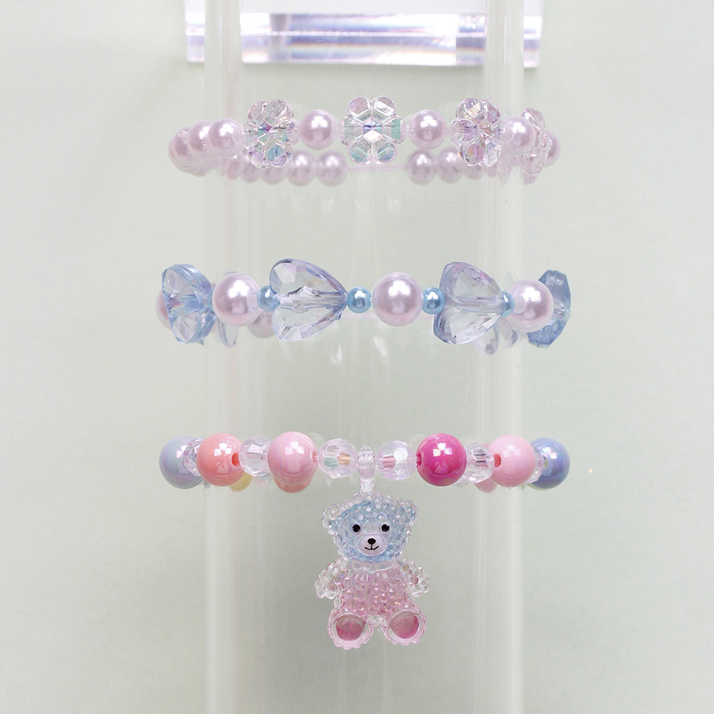 Simple Style Heart Shape Flower Plastic Beaded Girl's Bracelets display picture 36