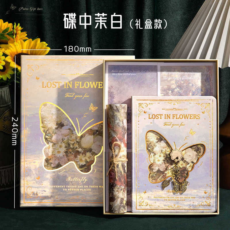 レトロ油絵ノートセット日記学生ノート文具ギフト新学期子供の日コンパニオンギフト|undefined