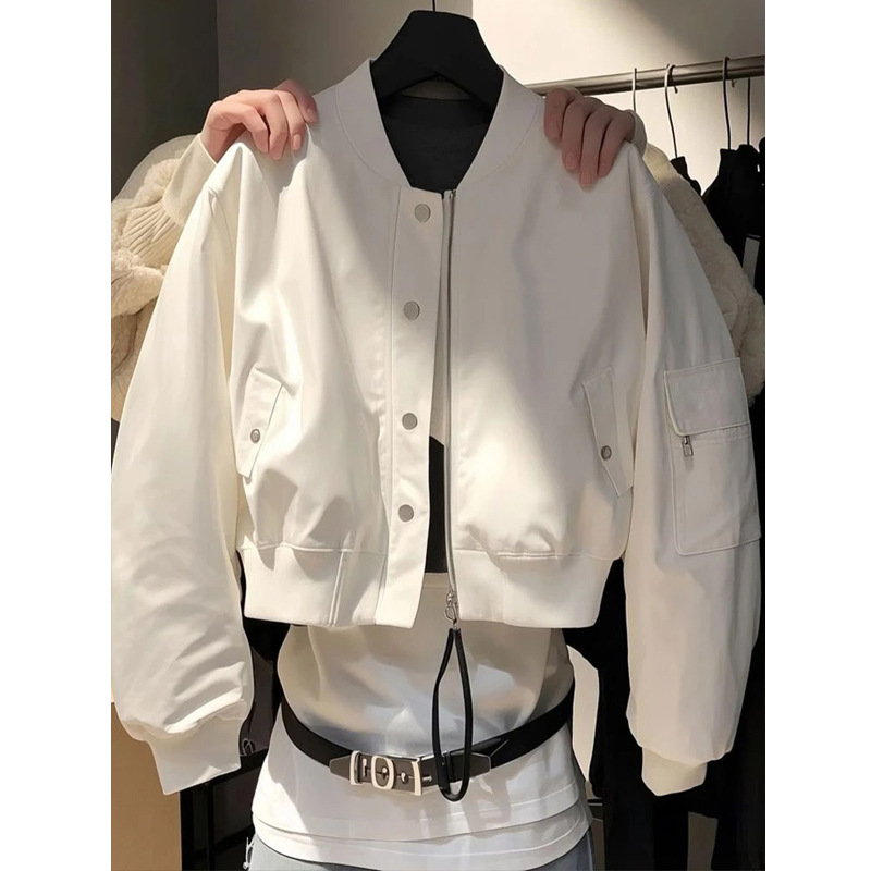 春装女款2025年新款超火减龄高级漂亮棒球服小香风白色短款外套女|undefined