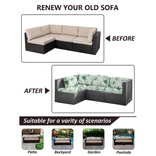 Cross-border set new outdoor printed sofa cushion cover elastic single sanding milk silk outdoor single sofa cover