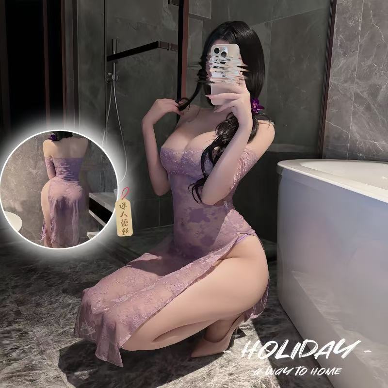 Sexy Underwear Purple Rose Collar Lace Perspective Sexy Pure Attraction Hip Dress 8617 Sexy Underwear Purple Rose Collar Lace Perspective Sexy Pure Attraction Hip Dress 8617