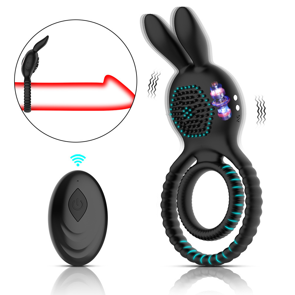 Remote Control Vibrating Rabbit Cock Ring with Silicone Body and Button Control — detail image 8