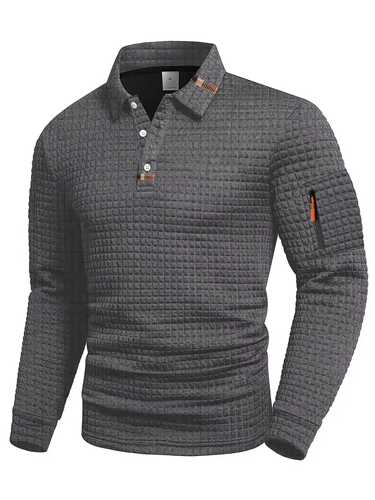 Ecode Men's Spring and Autumn Patchwork Checkered Fashion Men's Casual Sports POLO Shirt