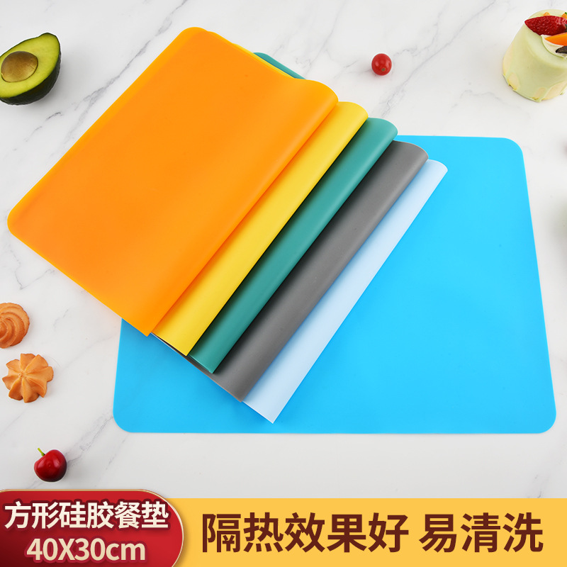 Cross-Border Thick Square Silicone Placemat, Ins-Style Kitchen Anti-Scald Placemat, Heat Insulation Mat, Children's and Elementary School Students' Dining Table Mat