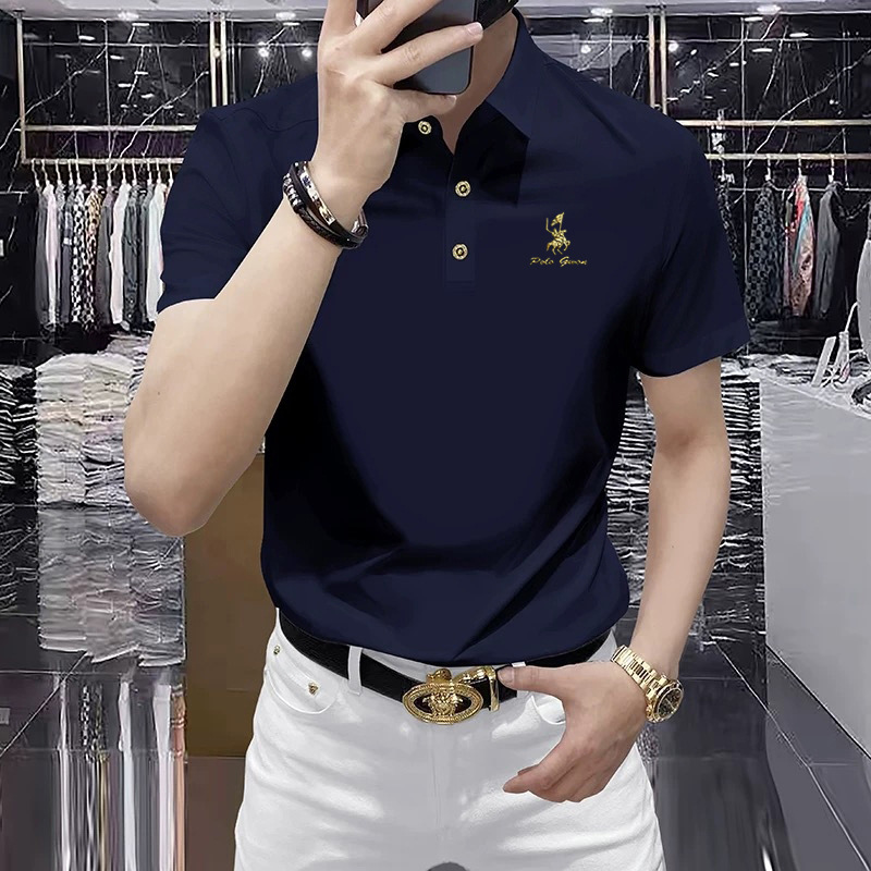 保罗正品弹力冰丝短袖Polo衫男士薄款夏季高端商务休闲翻领短袖T
