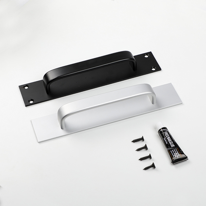 Aluminum sliding door handle, black space aluminum surface-mounted door handle, modern minimalist hole-free door pull